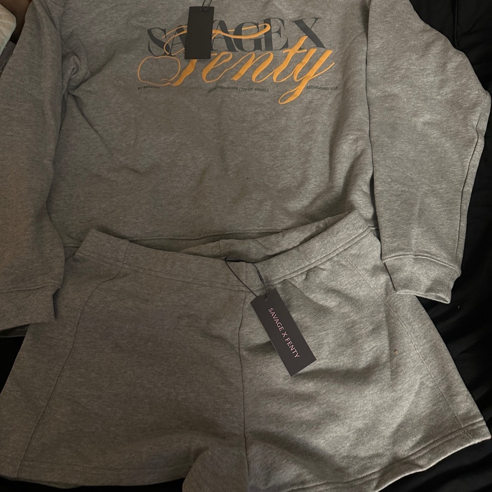 Savage X Fenty Gray and Gold Women's Pajama Set